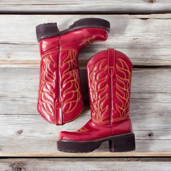 John Fluevog Shoes Vintage John Fluevog Fshoe Red Leather